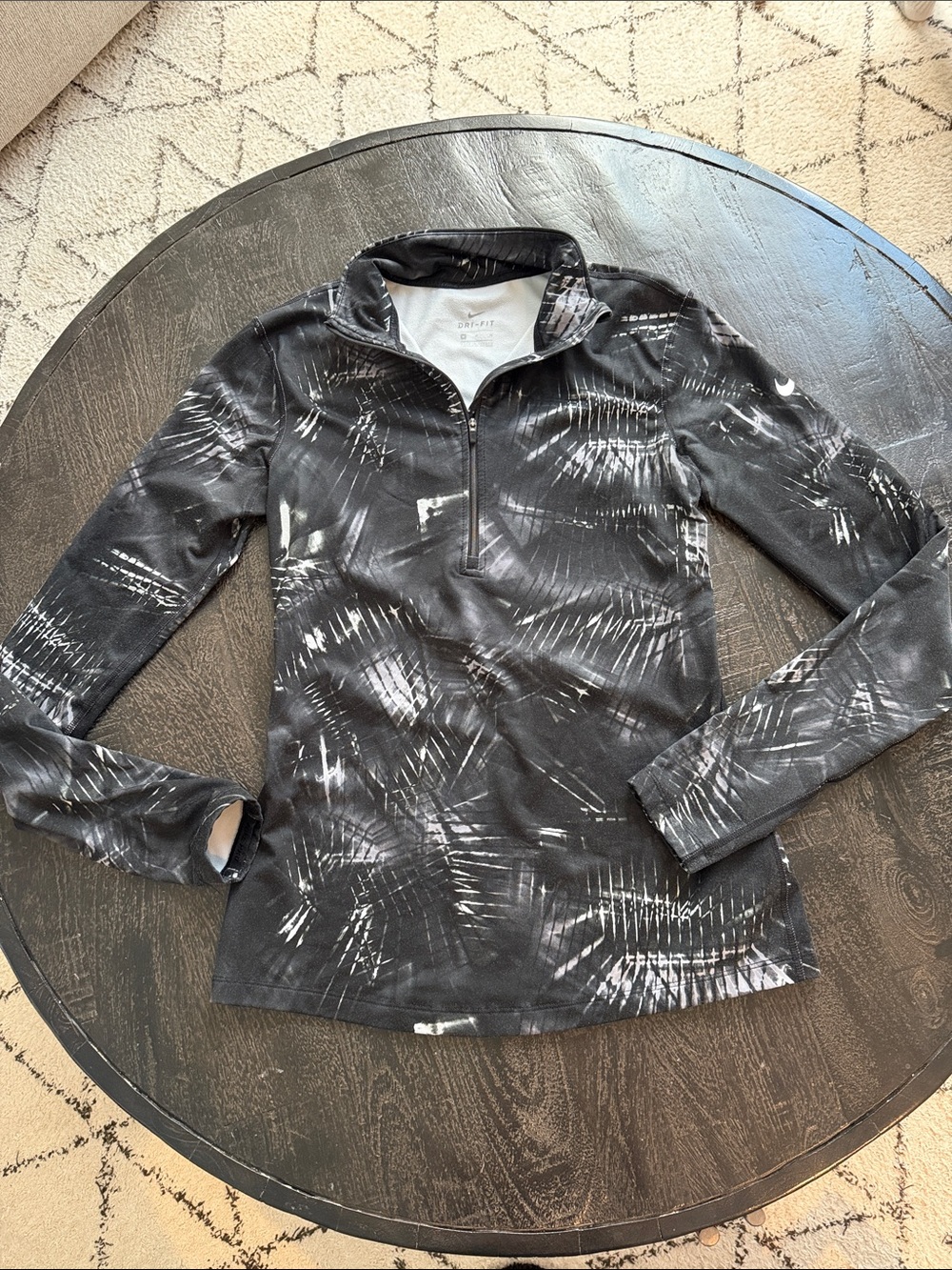 Nike Black & White Abstract Quarter-Zip Athletic Pullover